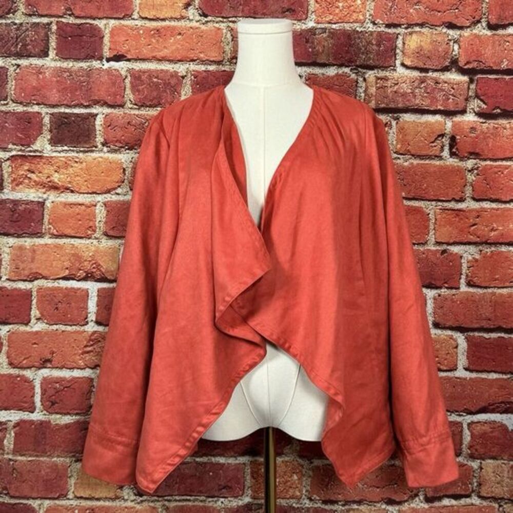 Chico's Open Front Cardigan Salmon Pink Size 2 (US/M)‎ Velour feel